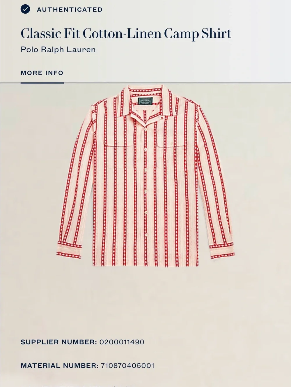 Polo by Ralph Lauren White Button-Down Shirt with Red Stripe Pattern 1246